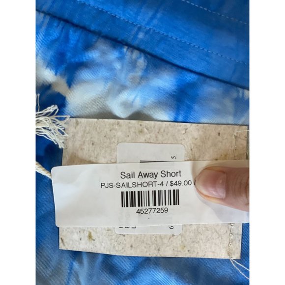 PJ Salvage Sail Away Bright Blue White Tie Dye Shorts Women's Size Large L - Picture 6 of 7